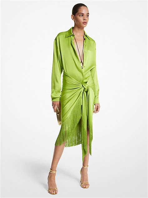 michael kors green tropical sarong fringe skirt|Michael Kors Outlet.